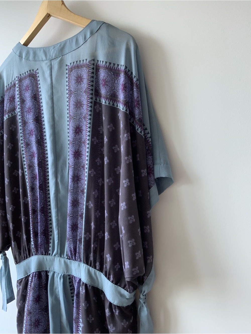Free People boho printed kimono Mini dress | size large - Picture 6 of 9